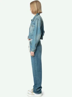 Shop Zadig & Voltaire Aretha Cropped JacketNEW Mediumwash